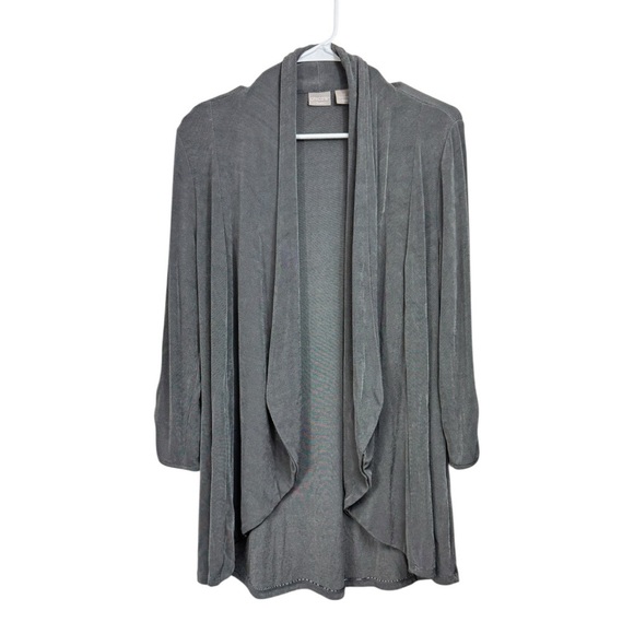 Chico's Travelers Size 0 Small 4/6 Silver Gray Liquid Shimmer Cardigan Jacket - Picture 1 of 5